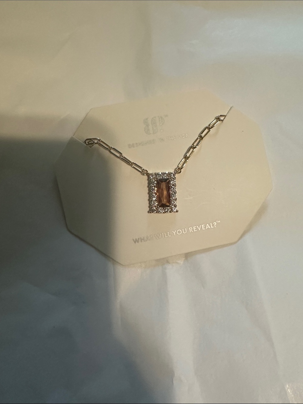 bp Gold-Tone Necklace with Champagne Rectangular Center Stone
